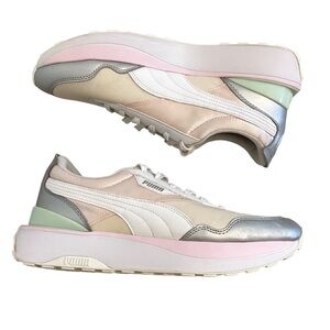 Puma 10 Women's Cruise Rider Chrome Sneakers Shoes White Blush Pink Silver